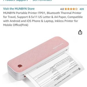 Munbyn portable printer pink like new
